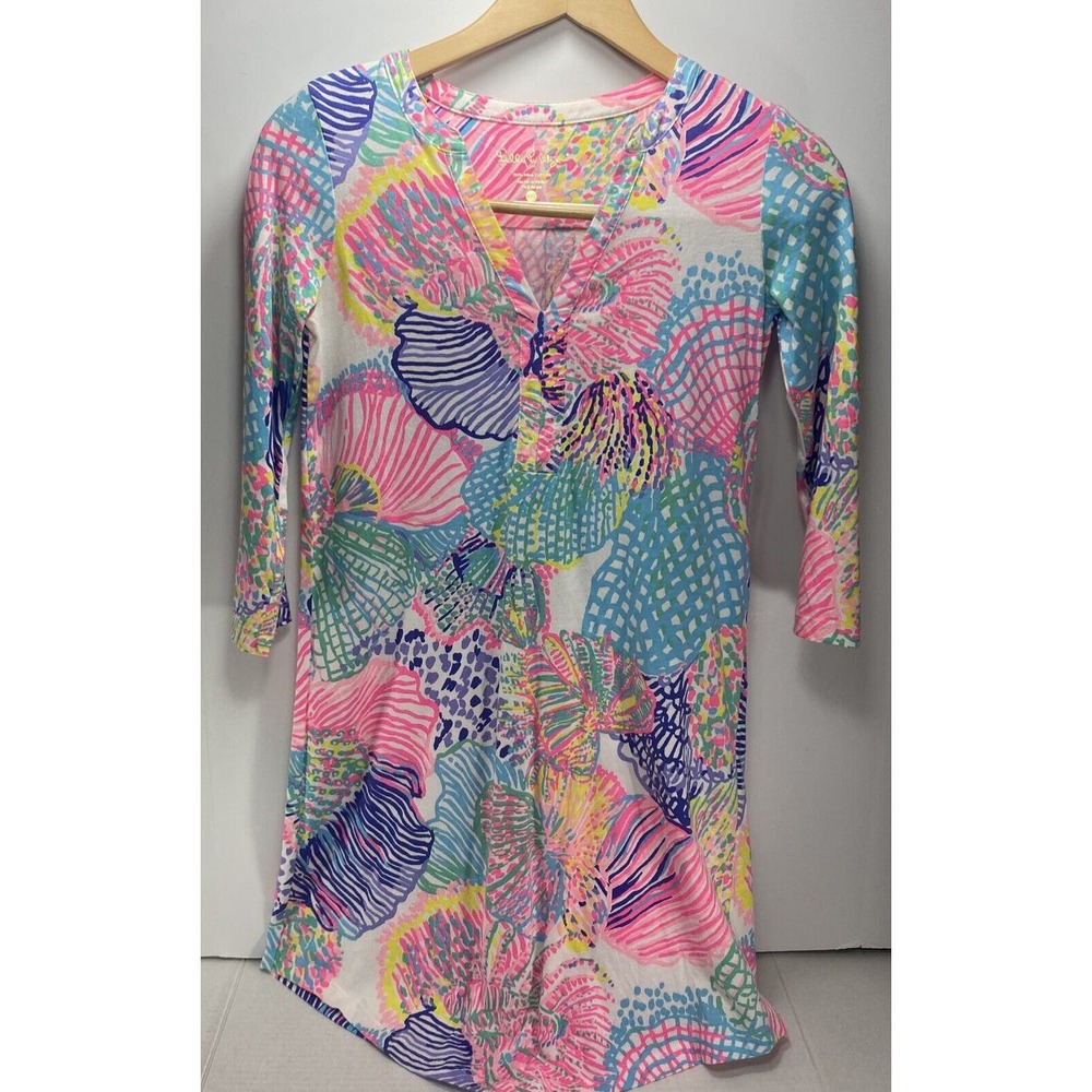 Lilly Pulitzer Dress Roar Of The Seas Long Sleeve‎ Size XXS 100% Pima Cotton